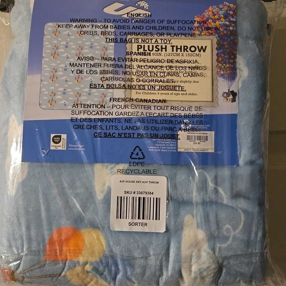 Pixar Up Plush Throw Blanket - 50in X 60 9in (127cm X 152cm)